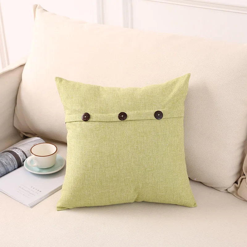 

Vintage Button Pillow Cases Cotton Linen Soild Color Cushion Cover Home Decor Pillow Cover Decoration for Living Room Sofa Car