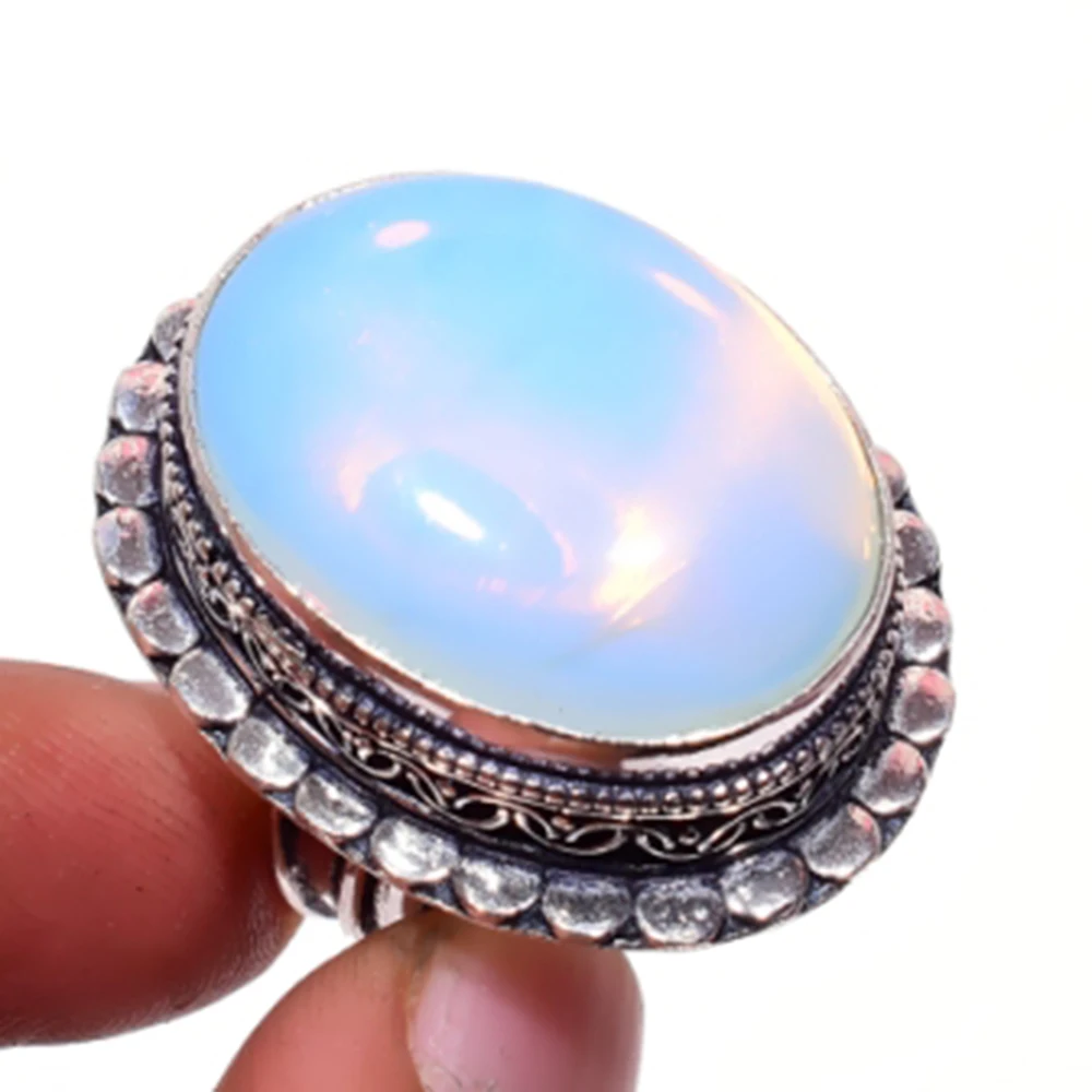 Опилитовое кольцо серебряное покрытие над медью размер США 7 R5306|Кольца| |