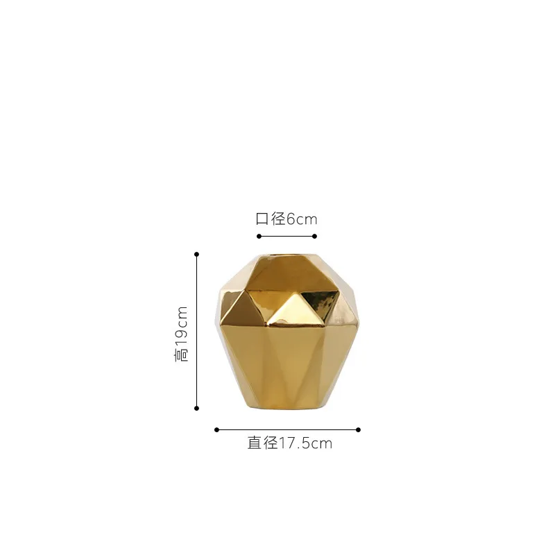 

Simple Northern European-Style Nobility Light Luxury Electroplated Gold Geometry Abstract Ceramic Vase Decorations And Ornaments