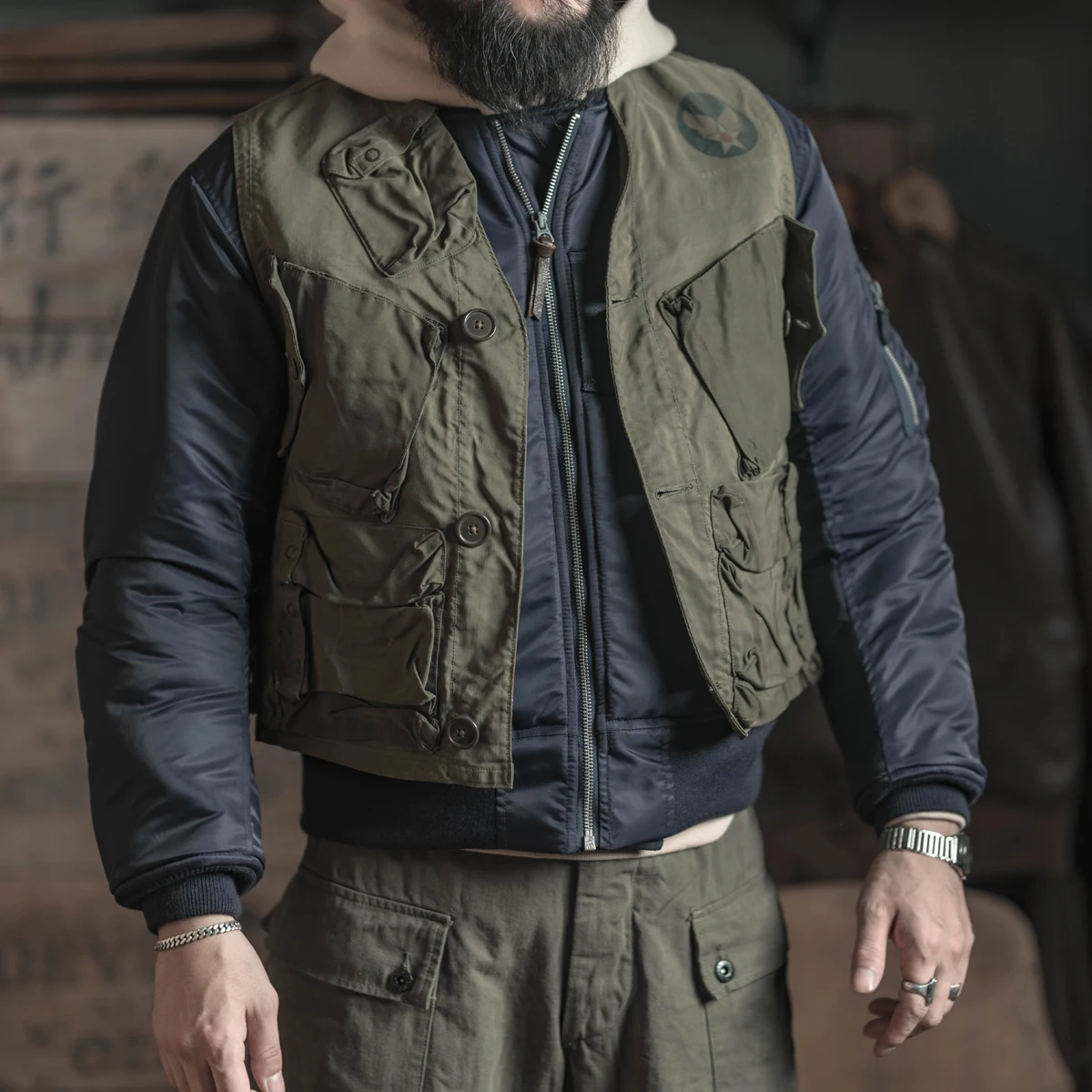 Летная куртка Bronson USAF в Корейском стиле модель 1950s летающая милитари синяя |