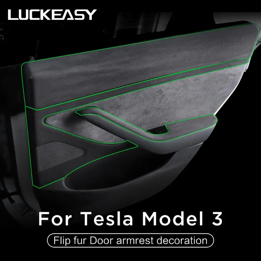 Откидной меховой дверной подлокотник LUCKEASY Защитная пленка для Tesla model 3 2017-2020