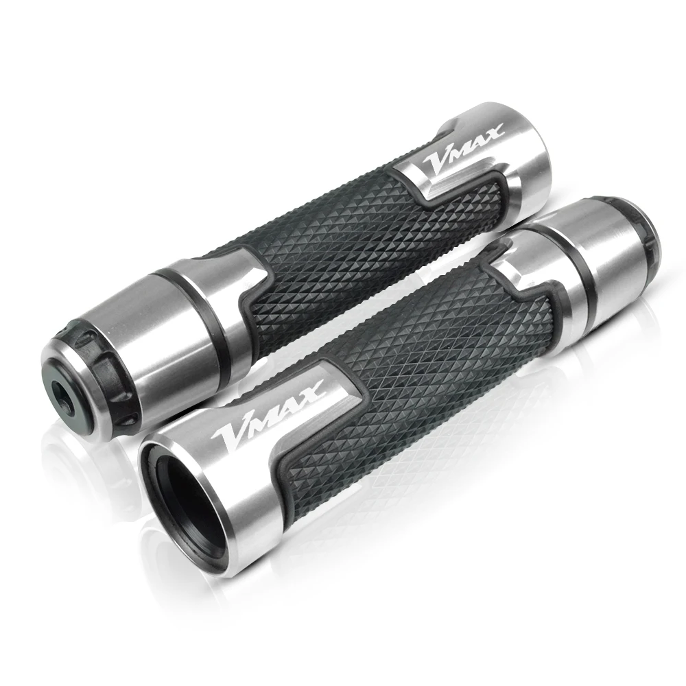 silver 7/8 ''22 мм мотоциклетные ручки противоскользящие ручки концы акустическая система Ручка для Yamaha V-MAX VMAX 1200 vmax 1700 VMX17 1985 - Цвет: silver