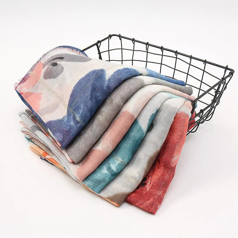 Шарф с градиентным люрексом блестящий цветочный рисунок 2021 осенние шарфы хиджаб