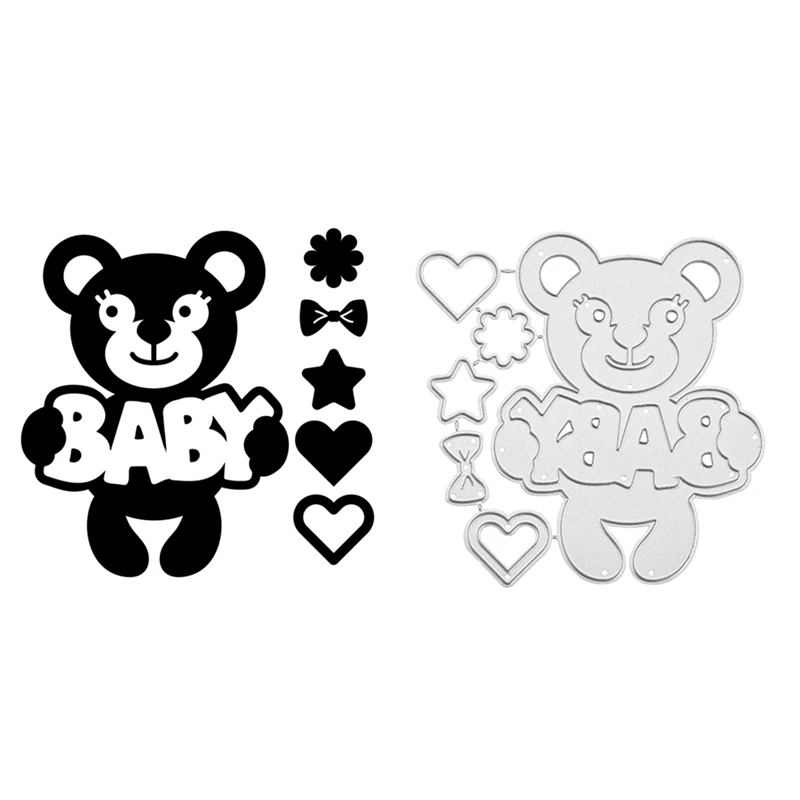 YaMinSanNiO Polar Pals Dies Bear Hugs Metal Cutting Dies and Clear Stamps for Card Making Scrapbooking Crafts Embossing Paper