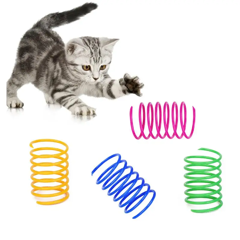 

4 Pcs/Set Cat Spring Toy Creative Kitten Interactive Plastic Coil Toy For Pet Cats Play Teaser Toys Ball Cute Cat Products