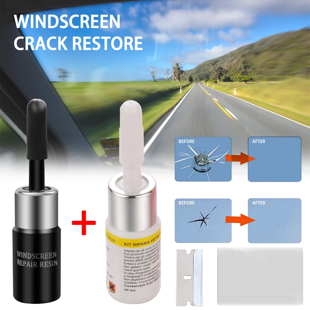 

2 Pack Car Automotive Glass Nano Repair Fluid Kit Window Glass Crack Chip Repair