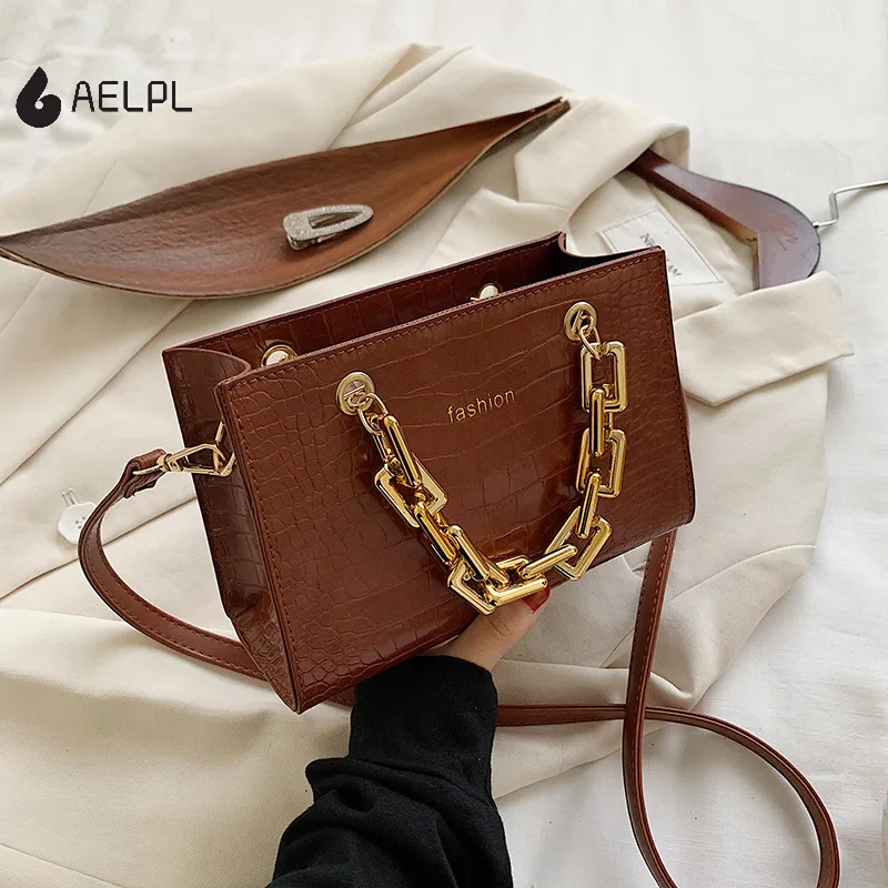 

AELPL Bolsa De Mão Couro De Crocodilo Feminina Bolsa Crossbody Ombro Para Mulheres 2021 Bolsas De Mão De Alta Qualidade Femini