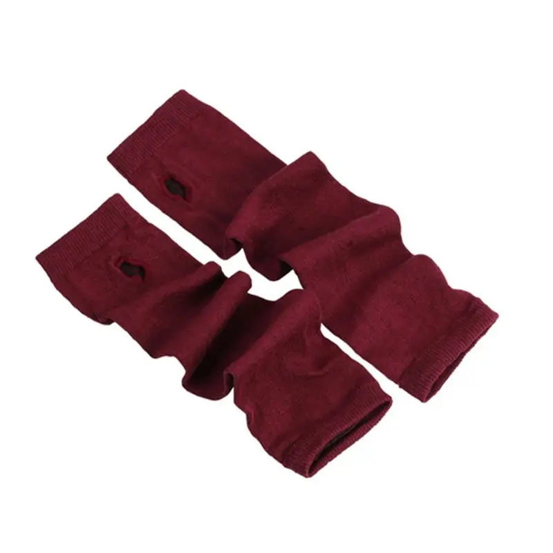 

Women Girls Knitted Fingerless Long Gloves Stripes Printed Over Elbow Length Winter Stretchy Arm Warmer Sleeves with Thumb Hole