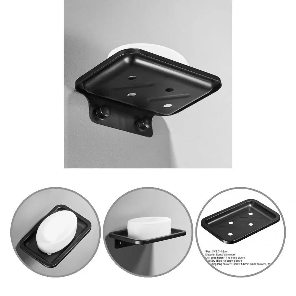 

Soap Tray Useful Space Aluminium Soap Draining Saver Punch-free Corrosion Resisatnt Soap Dish