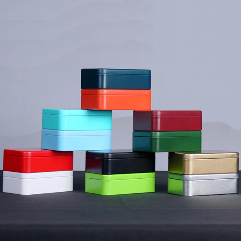 1шт Комплект для выживания Маленькая пустая металлическая серебряная черная золотая коробка для хранения органайзера для денег, монет, конфет, ключей, специй