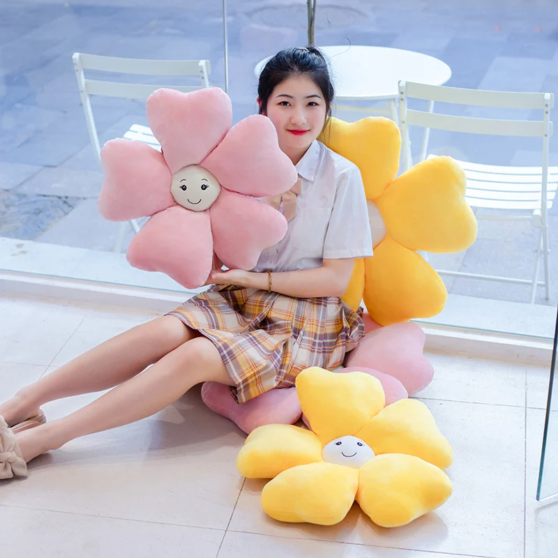 

50/60cm soft cotton smile lucky four-leaf clover plush toy pet cushion pillow sunflower family bedroom car shop decoration