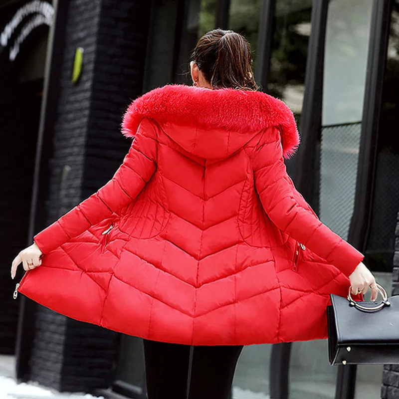

Winter Jacket Coat Women Parkas Thicken Warm Slim Down Cotton Jacket Large Size New Hooded Outerwear Female Cotton Coat Top T388