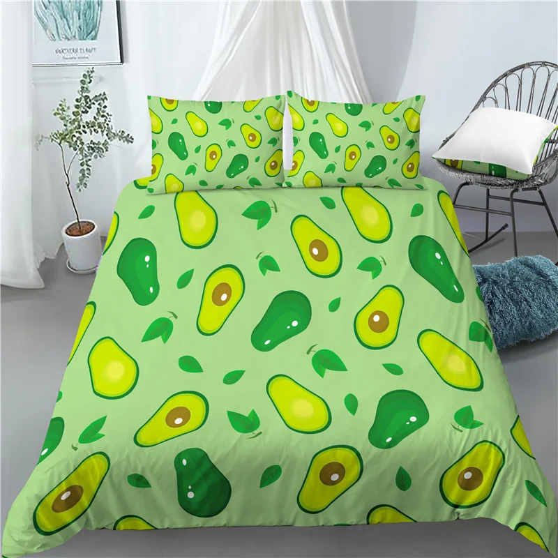 

Home Living Luxury Avocado Print 2/3Pcs Comfortable Duvet Cover PillowCase Bedding Set Queen and King EU/US/AU Size