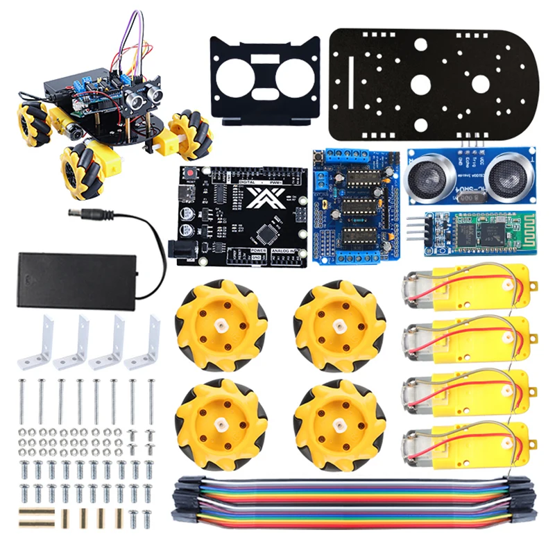 

Zhiyitech Upgrade Smart 4WD Mecanum Wheels Acrylic Chassis Robot Car Kit for Arduino Programming DIY Starter Electronics