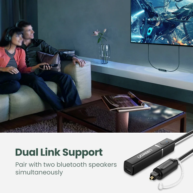 UGREEN Bluetooth Transmitter 5.0 For TV PC PS4 aptX LL SPDIF Toslink Digital Optical Audio Music Wireless Adapter |
