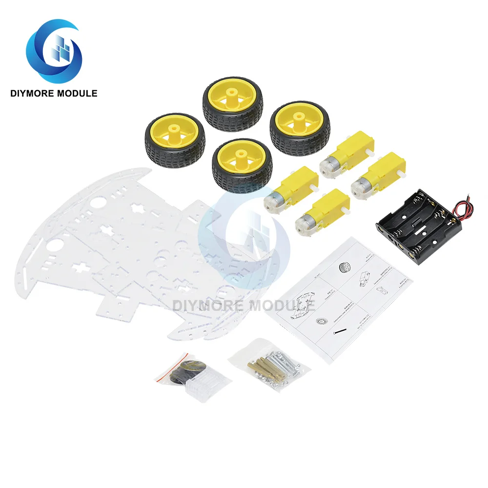 4WD Smart Car Kit RC Robotics Learning Electric Toys DIY Chassis Kits with Speed Encoder For Arduino | Электронные компоненты и