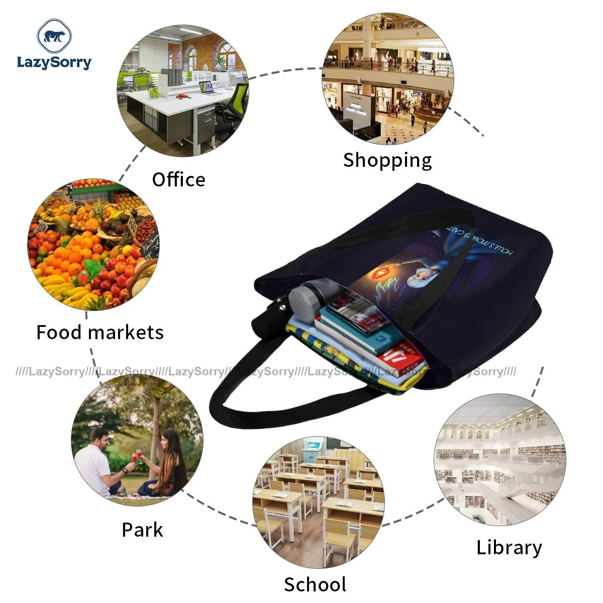 

Calcifer Shopping Bag Stylish Cloth Shopping Handbag Female Bulk Bags