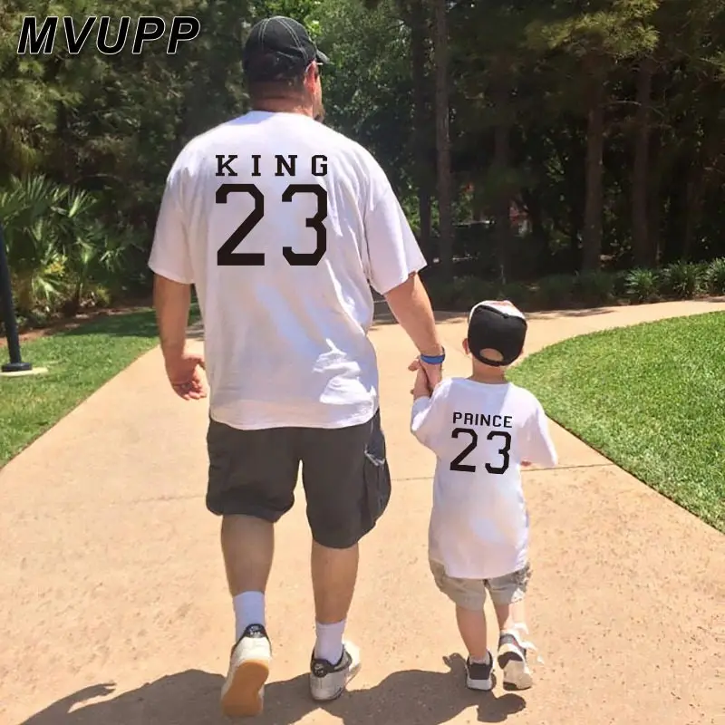 

Летняя одежда для папы, для детей, семейный образ, папа и я, хлопковая одежда, одежда для маленьких мальчиков, 23 Король, принт, футболки
