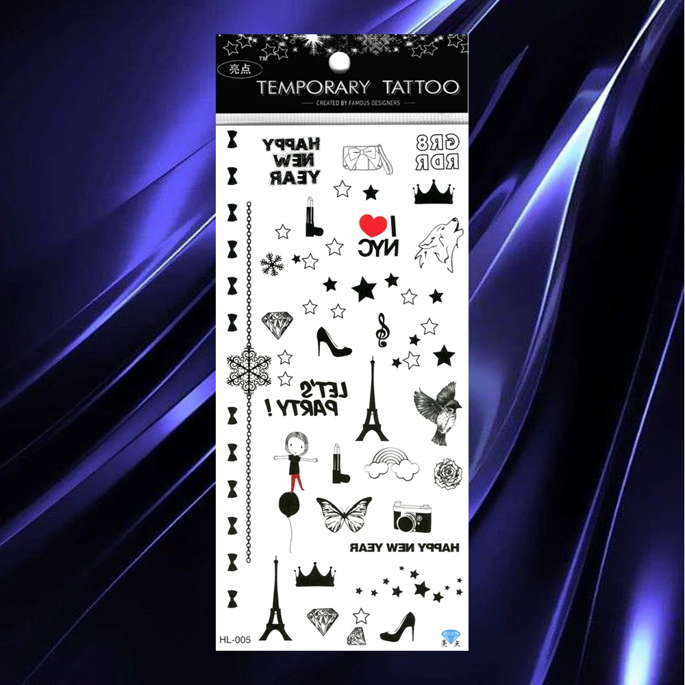 5 PCS /Lot Love Fake Tattoos Skull Tattoo Guitar Letter Clover Sticker Wolf Diamond Tatoo Flower Note Chest Face Tattos | Красота и