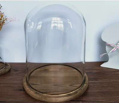1pc antique basedome 25*30 см Большой размер старинная деревянная основа стеклянная купольная ваза домашнее свадебное украшение диаметр = 25 см Высота = 30 см стеклянная крышка ваза подарок другу - Цвет: 1pc antique basedome