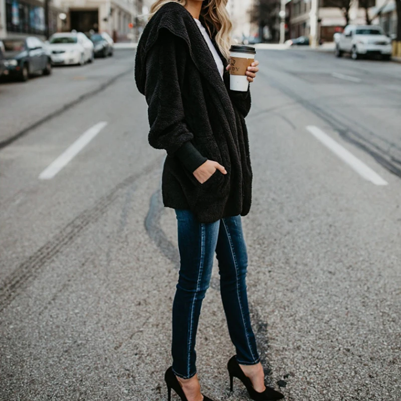 

S-2XL Big Size Winter Coat Women Fur Cardigan Jacket Long Sides Both Side Wearing Faur Fur Coat Teddy Coat