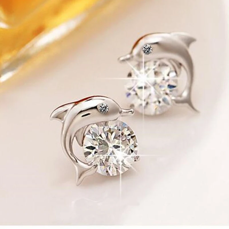 Ослепительно Прекрасный Дельфин Форма женские серебряные серьги новые милые