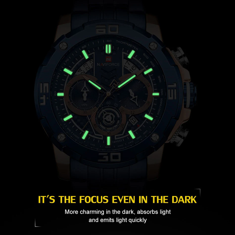 2020 NAVIFORCE Мужские часы 3ATM деловые Кварцевые Спортивные Хронограф лучший бренд