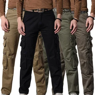 

Autumn and Winter New Men's Multi-pocket Pants Fashionable Men Slim Straight Elastic Pants Casual Color Uniform Training Pants