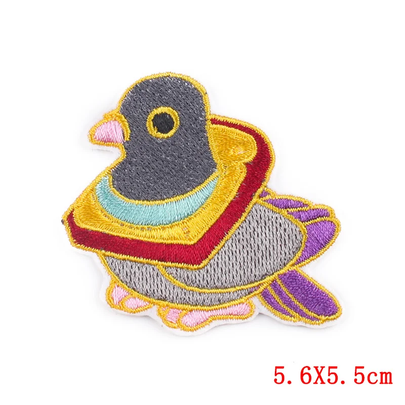 Pulaqi Cartoon Dinosaur Patch Stripe Iron On Patches for Clothes Lovely Bird Embroidered Clothing Stickers Applique | Дом и сад