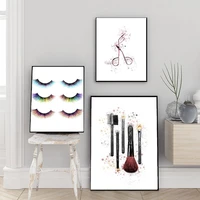 watercolor fashion makeup eyelash wall art canvas painting nordic poster and print wall picture for living room home decor