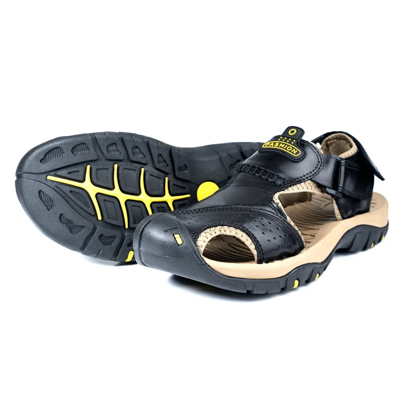 

2021 New Men's Fashion PU Bag Head Outdoor Beach Sandals Anti Kick Anti Slip Anti Collision Comfortable Hot MenSandals 8KH232