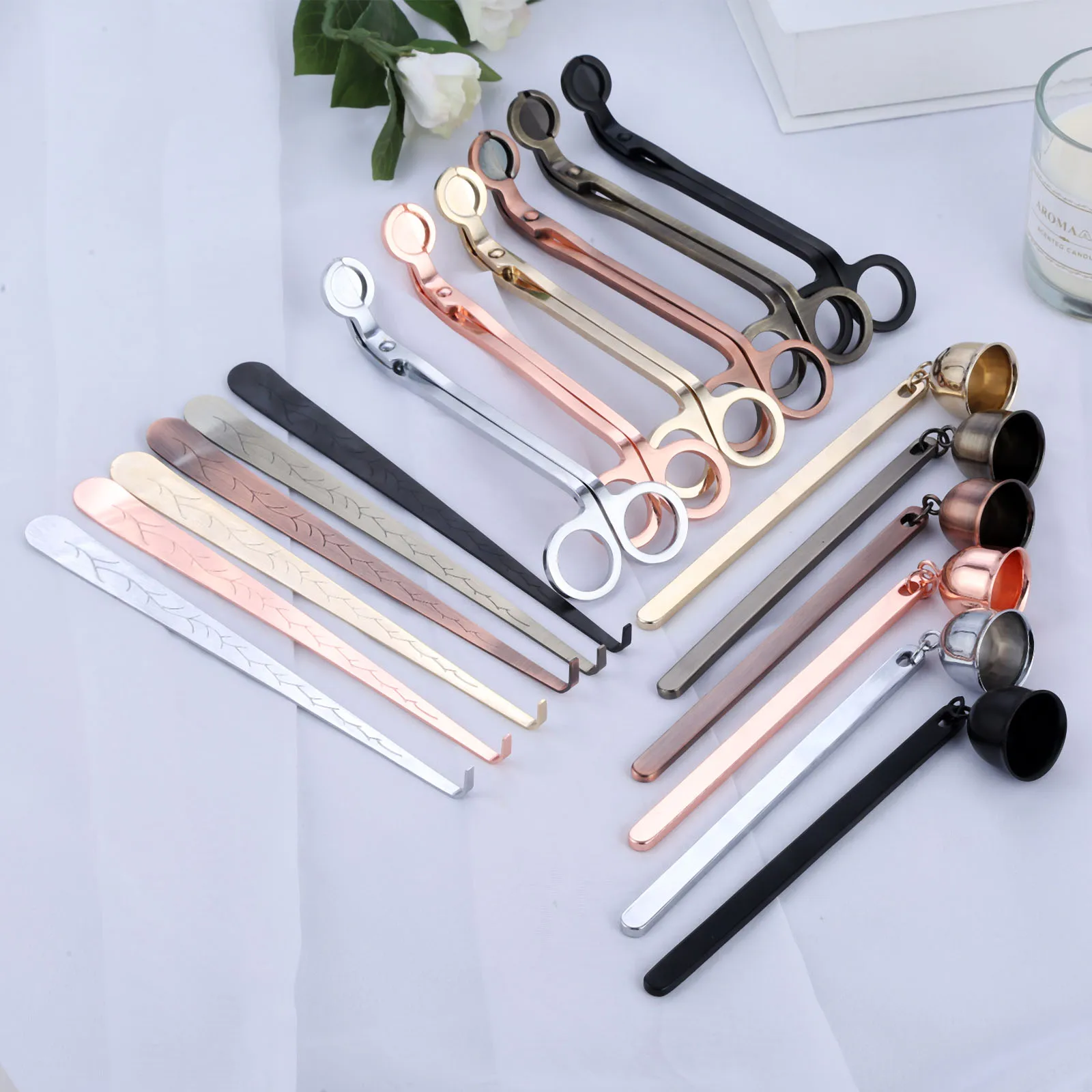 

3pcs/set Candle Care Kit Candle Extinguisher Candle Scissors Candle Bells Candle Cover Home Decoration Candle Repair Tool Kit