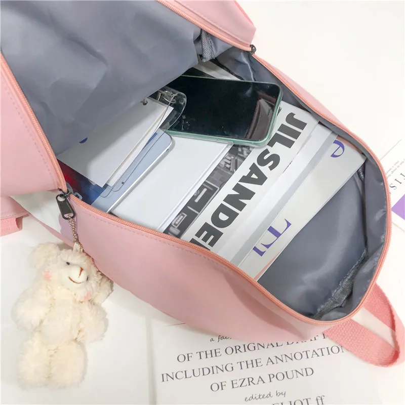 

Cute Patchwork School Bags For Teenager Girls Cartoon Star Printing Bow Shoulder Bags Preppy Style Waterproof Nylon Bagpack