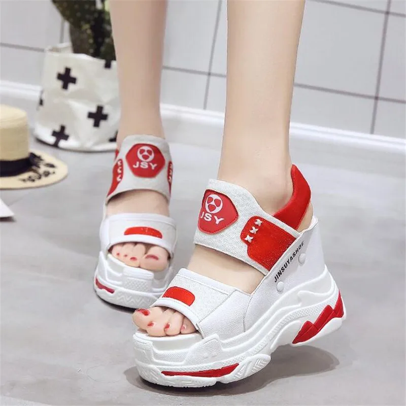 Женские сандалии на высоком каблуке 11 см гладиаторы танкетке повседневные