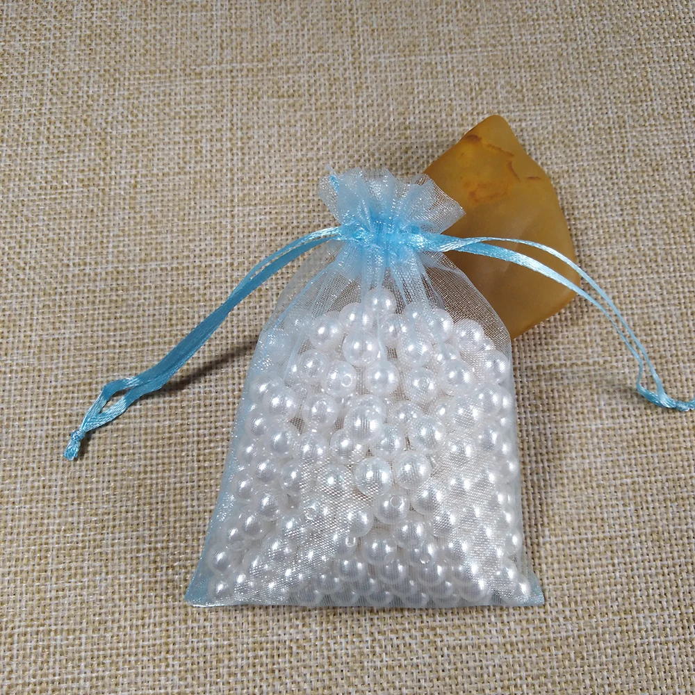 Sky blue 50 шт. сумка для ювелирных изделий 7x9 9X12 10x15 13x18 см, упаковка для украшения свадебной вечеринки, подарочные сумки из органзы, упаковка для ювелирных изделий - Цвет: Sky blue