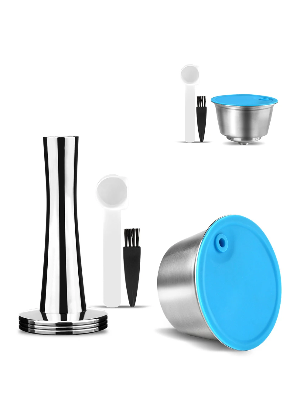 

Reusable Crema Coffee Capsule & Milk Filter Stainless Steel for Nescafe Dolce Gusto Coffee Machine Espresso Pod with Tamper