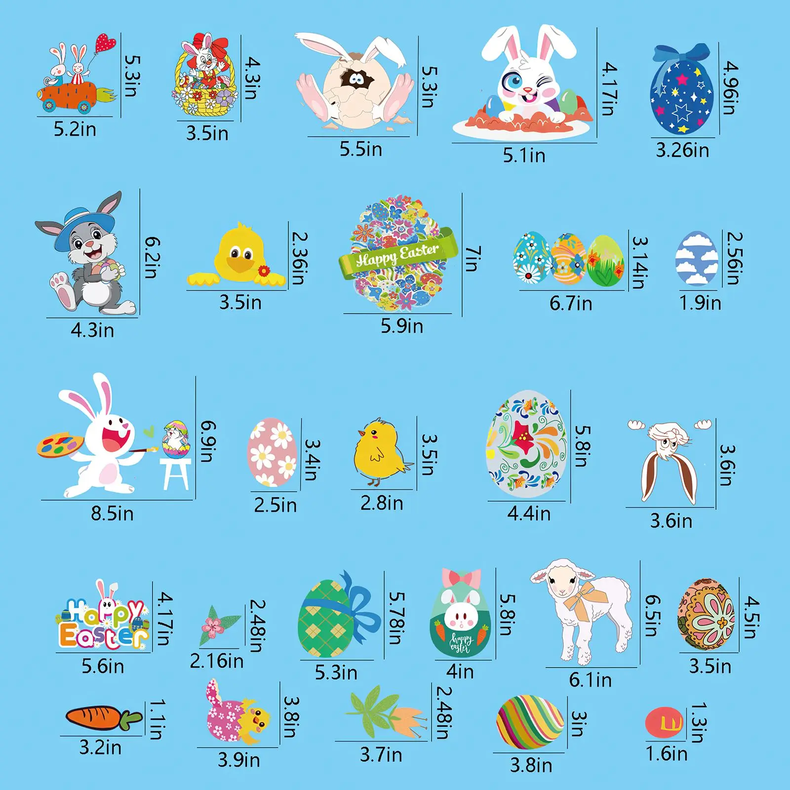 

Easter Stickers Rabbit Colorful Easter Egg Chick Carrot Window Stickers Easter Party Supplies Kids Room Decortion Wall Sticker