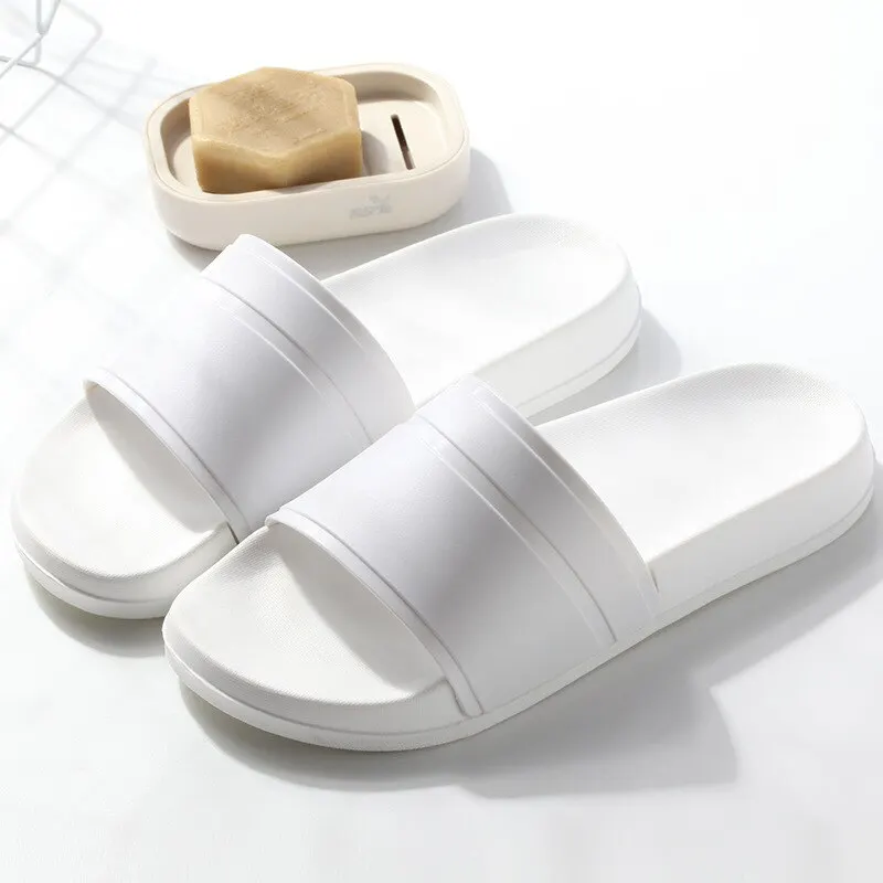 

Summer Men Slippers Casual Black White Shoes Non-slip Slides Bathroom Slippers Soft Sole Women Slides Big Size 47
