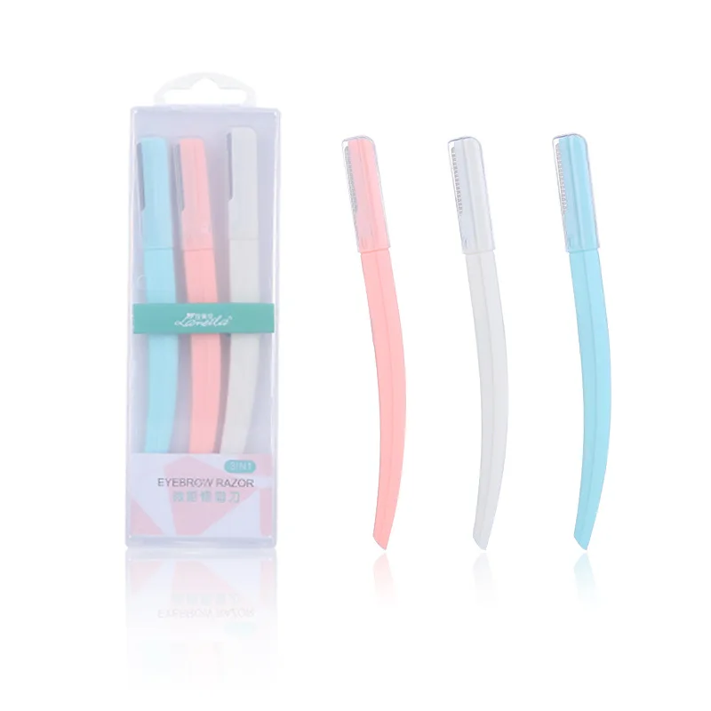 

Portable Three Bottles Boxed Stainless Steel Eyebrow Knife Women's Profession Scraper ti mei dao A923