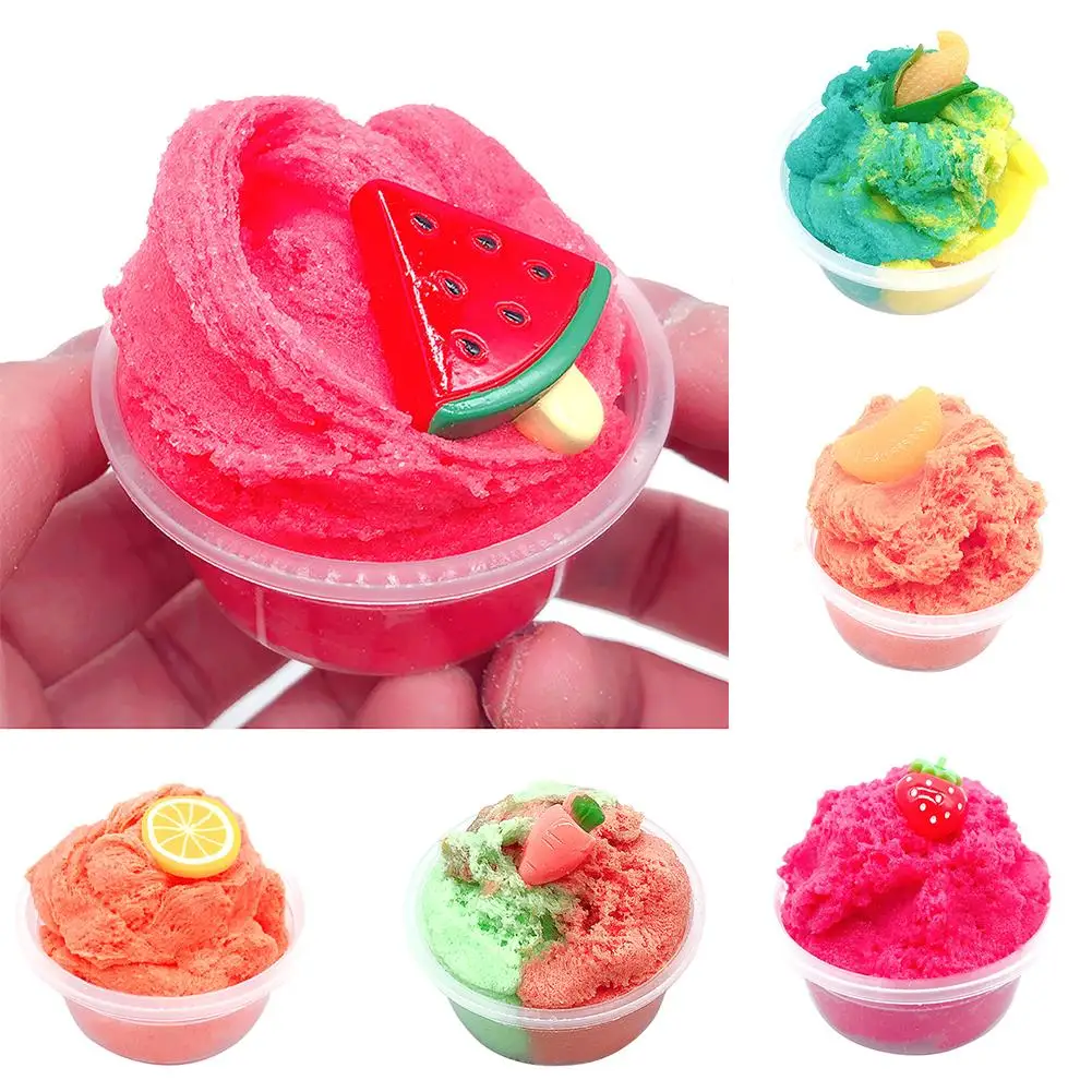 Пушистые Фрукты Арбуз клубника слизь снятие стресса для детей и взрослых