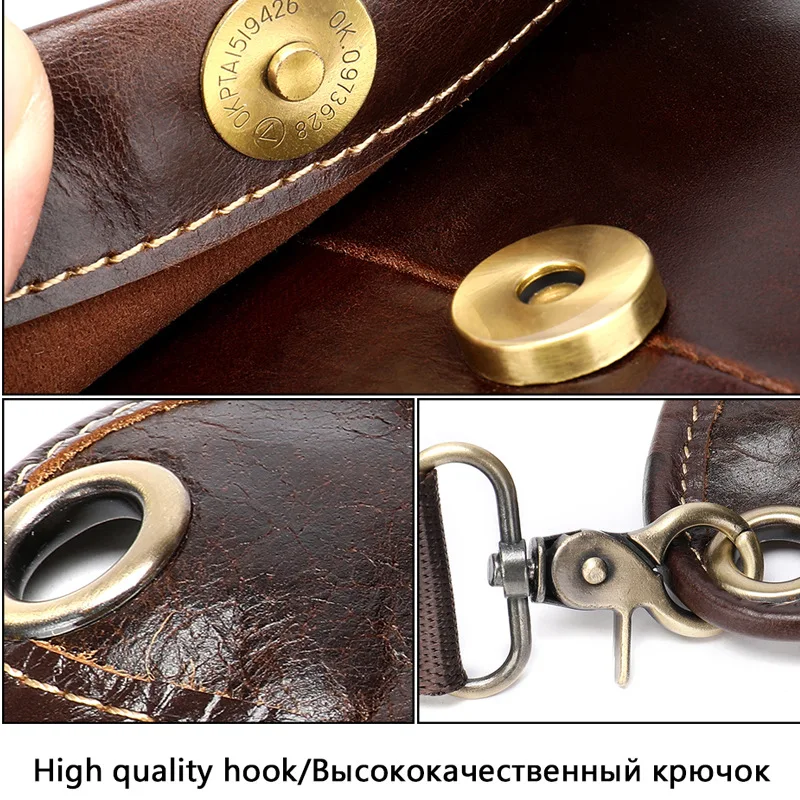 Мужская винтажная мотоциклетная сумка из натуральной кожи забавные поясные