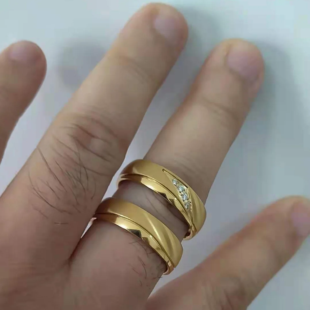 1 пара 18k позолоченные Свадебные Кольца Набор для пар любовь Альянс ювелирные