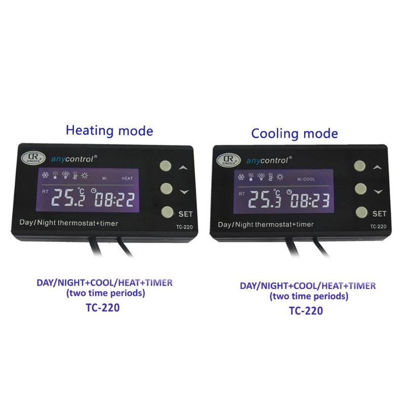 TC-220 0-50C Day/night ON OFF Digital Reptile Thermostat with Timer Regulator Animal  Amphibian Temperature Controller