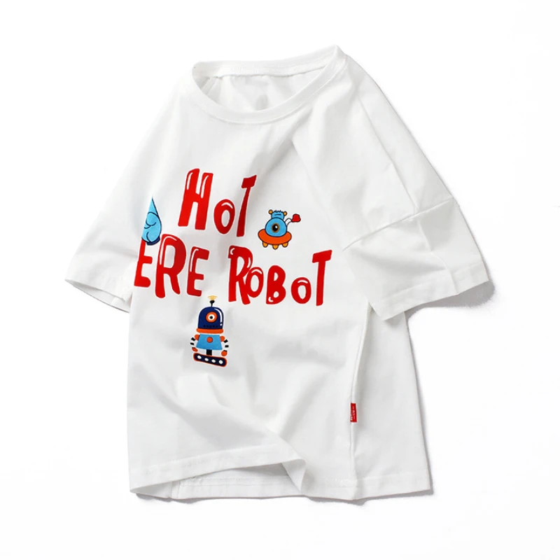 

Kids summer sweatshirt T-shirt boy girl letter print Korean version short-sleeved top 4-12 years old baby quality child clothing