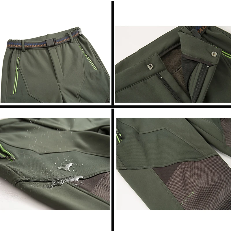 TACVASEN Softshell брюки флисовые походные водонепроницаемые треккинговые