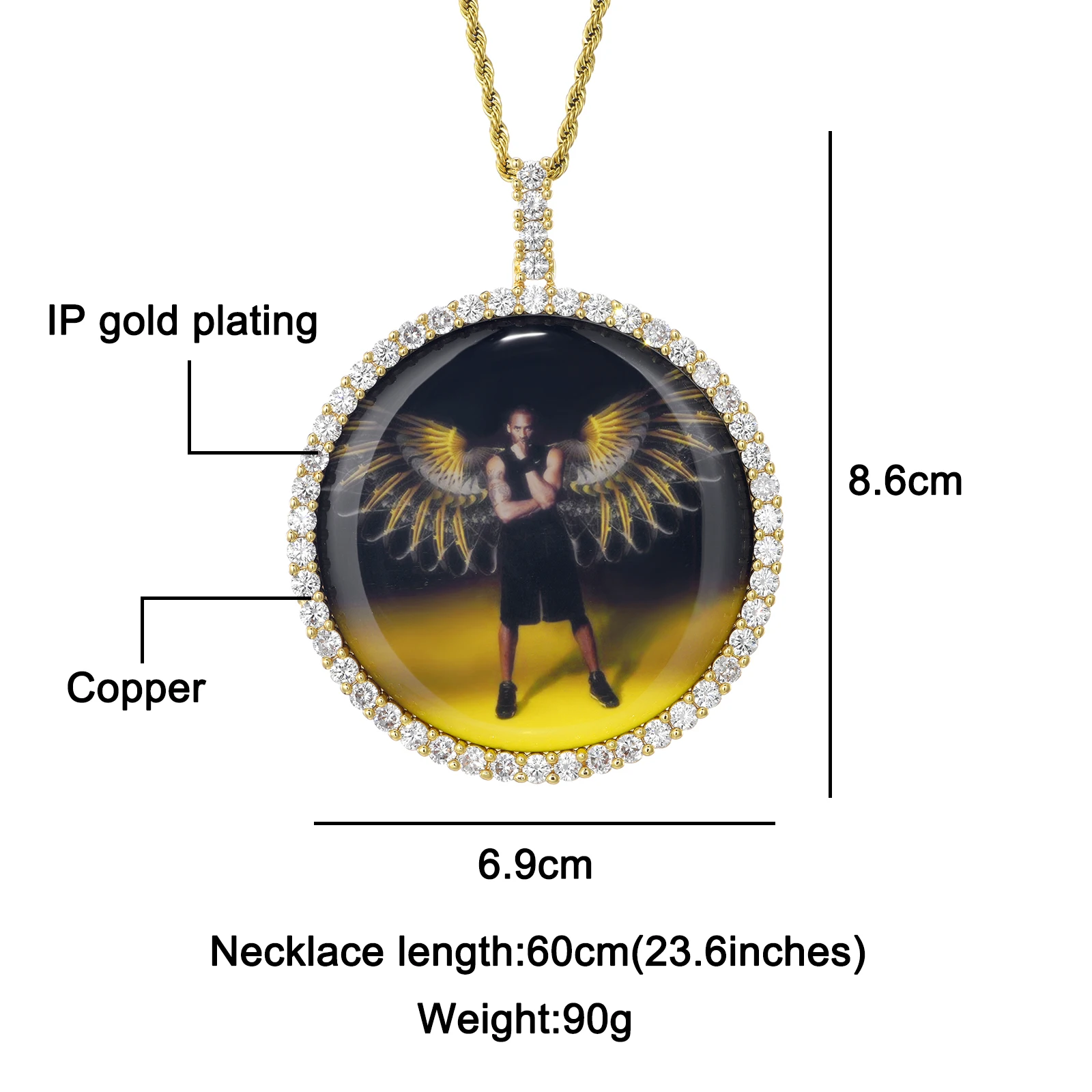 

Custom Photo Memory Medallions Necklace Pendant Iced Out Cubic Zirconia Personalized Customized Men Hip Hop Roundness Jewelry
