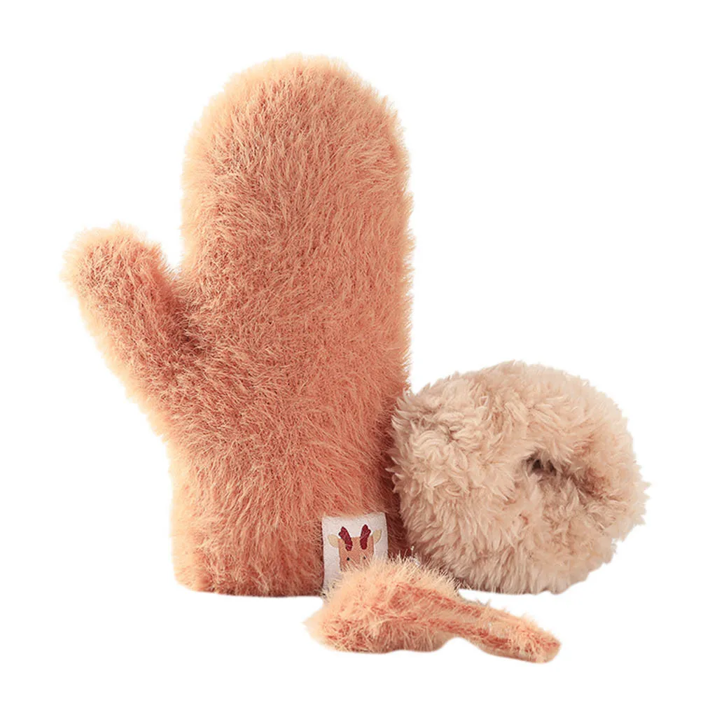 2020 autumn Winter new Cartoon Full Finger Warm Thicken Mittens Skiing Gloves Windbreak cashmere gloves kids #N11 | Аксессуары для