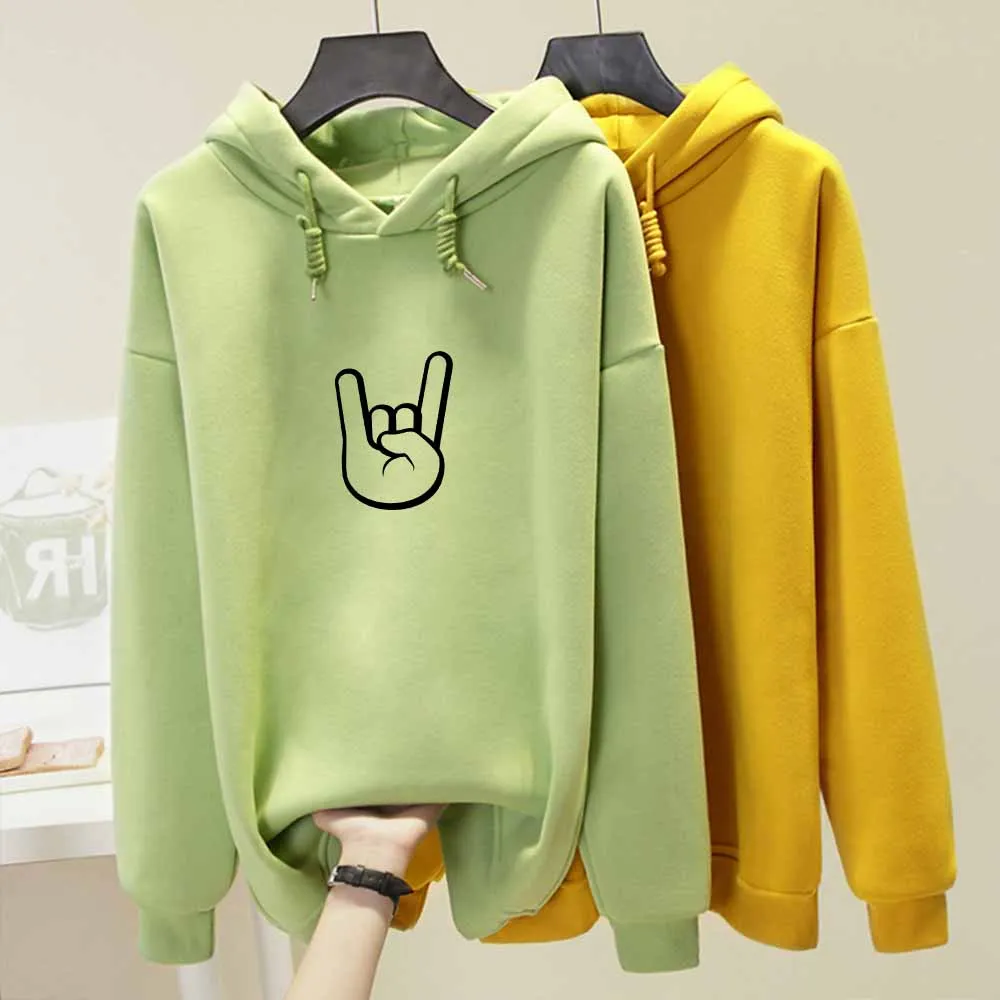 

Drawstring Hoodie Women's Hand Gesture Print Hoodies for Women Vintage Green Sweatshirt Pullover Oversized Aesthetic Tops
