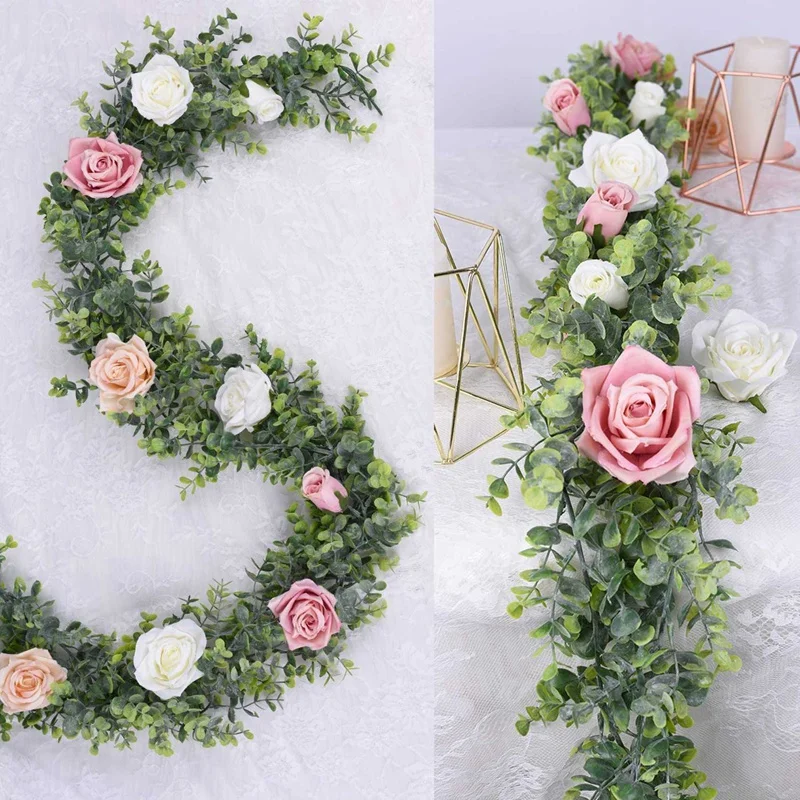 

Faux Eucalyptus Garland Plant Artificial Vines Hanging Eucalyptus Leaves for Wedding Backdrop Arch Wall Decor