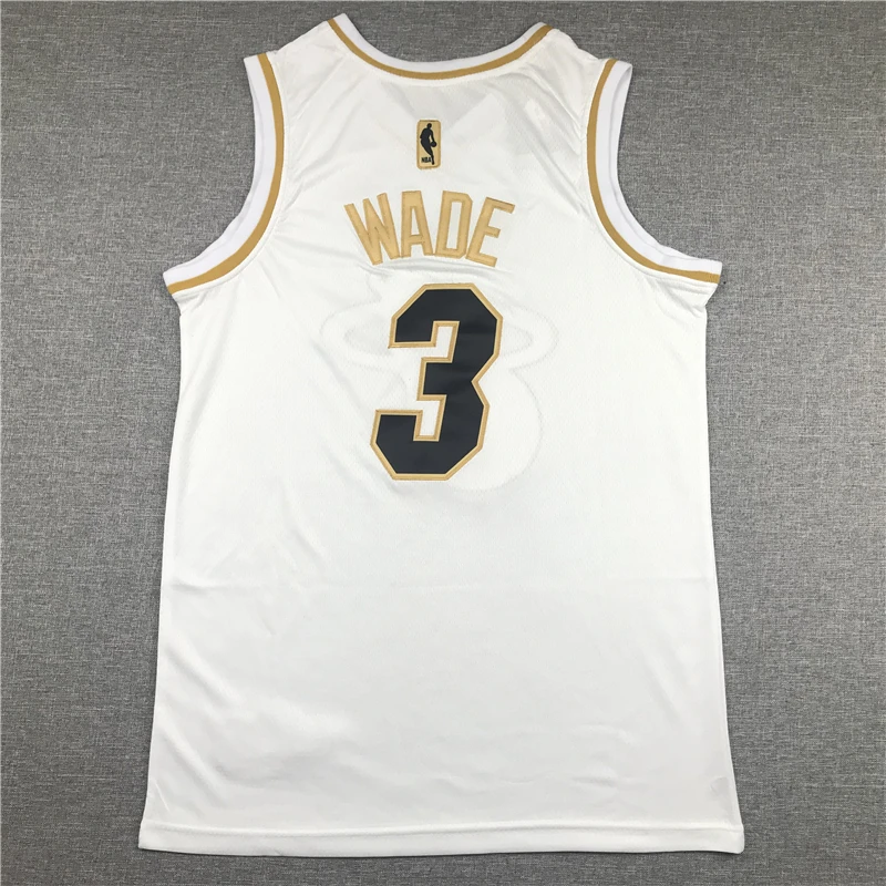 

NBA Men's Miami Heat 3 Wade Basketball Jersey Retro Stitched Men Jersey Black Blue Pink